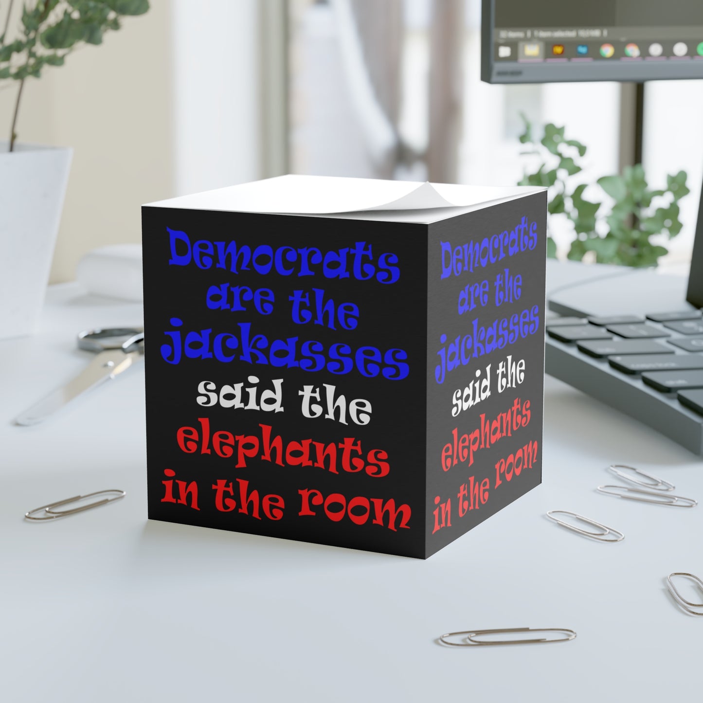 donkeys and elephants - note cube (black)