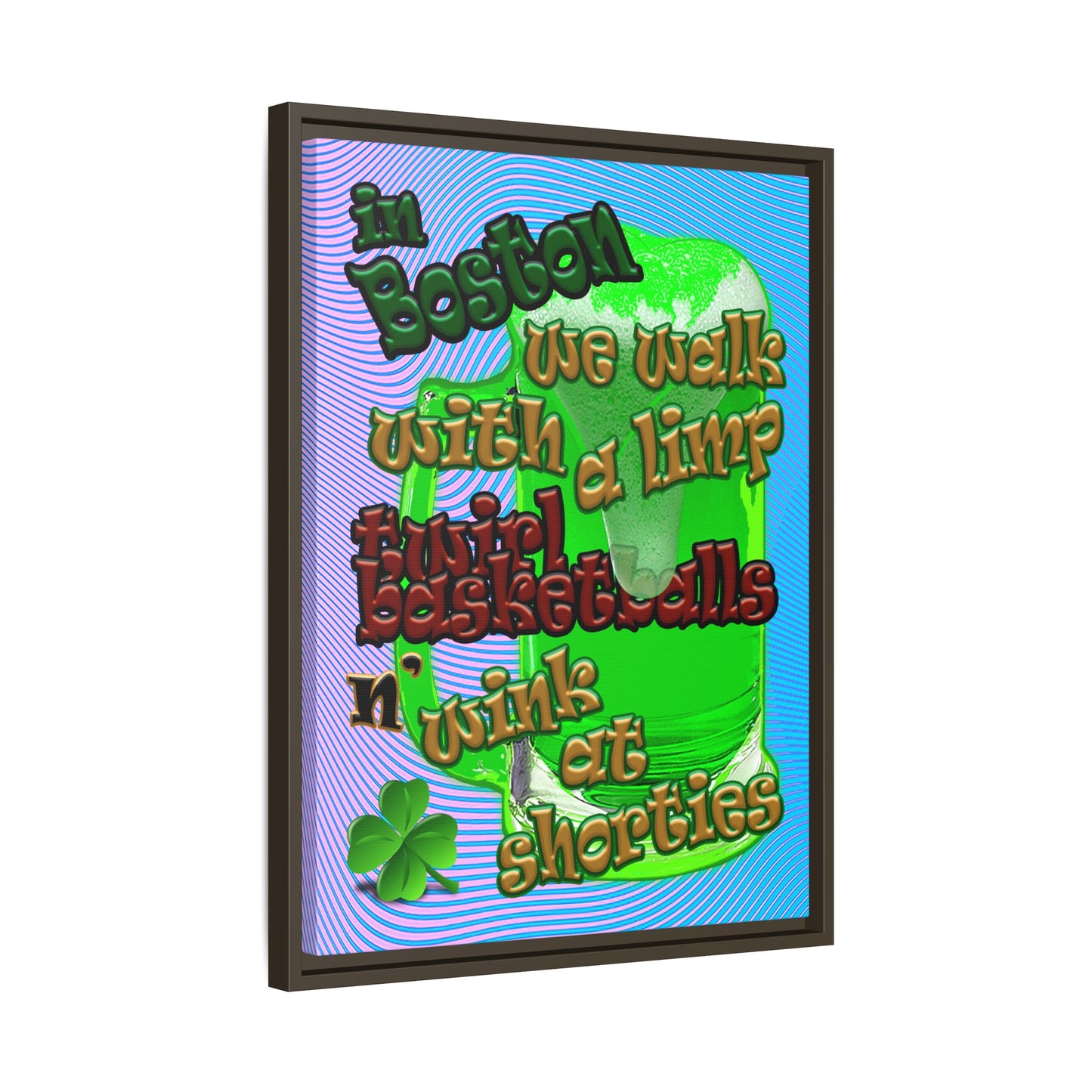 celtics logo - framed canvas art (light blue-purple wave)
