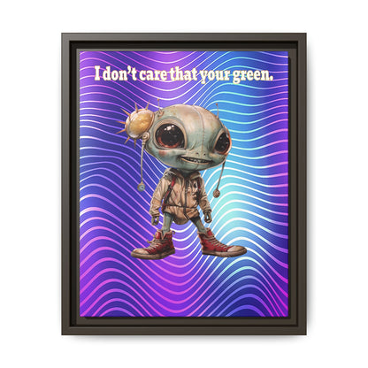 I don't care that your green - framed canvas art (purple wave)