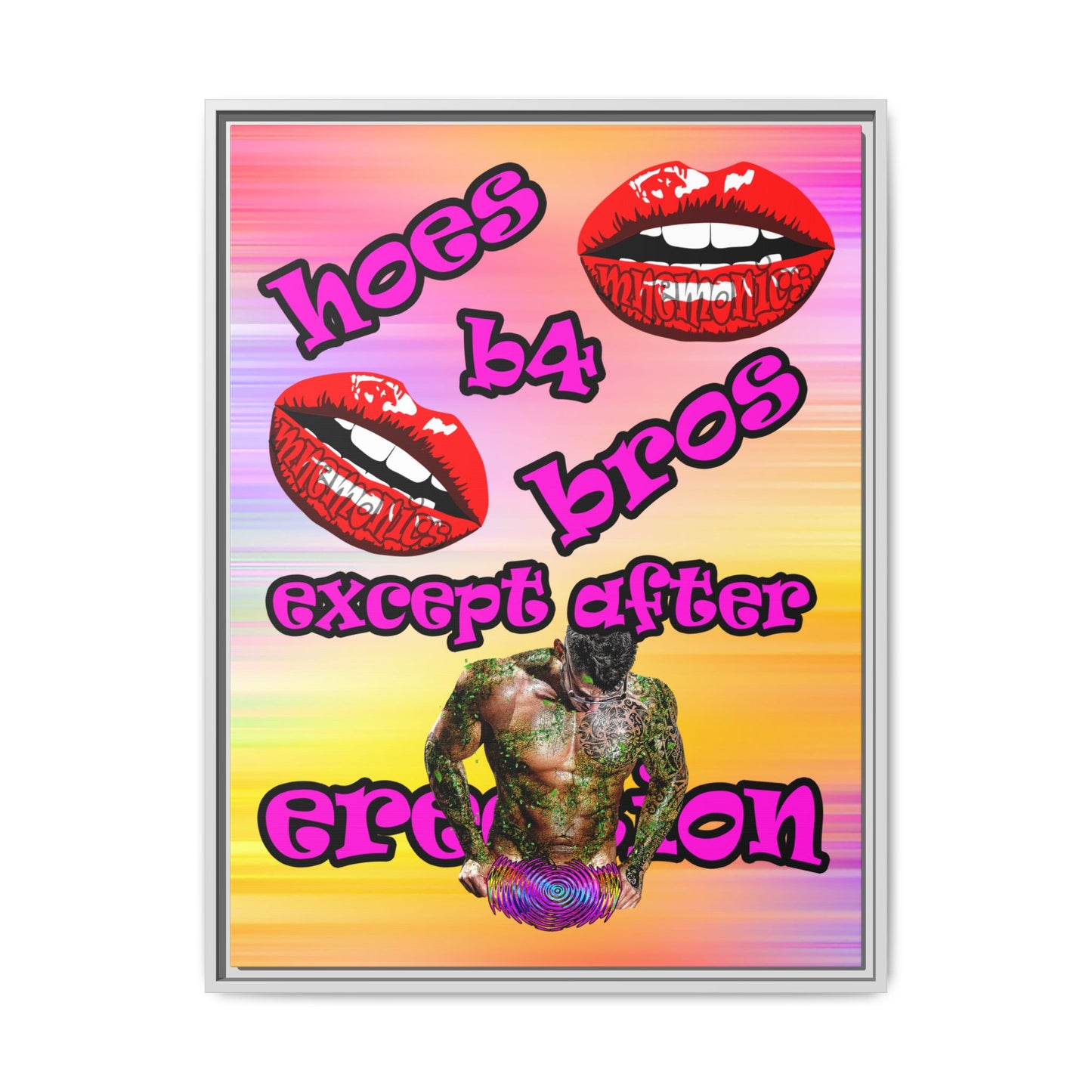 hoes b4 bros - framed canvas art (color blur)
