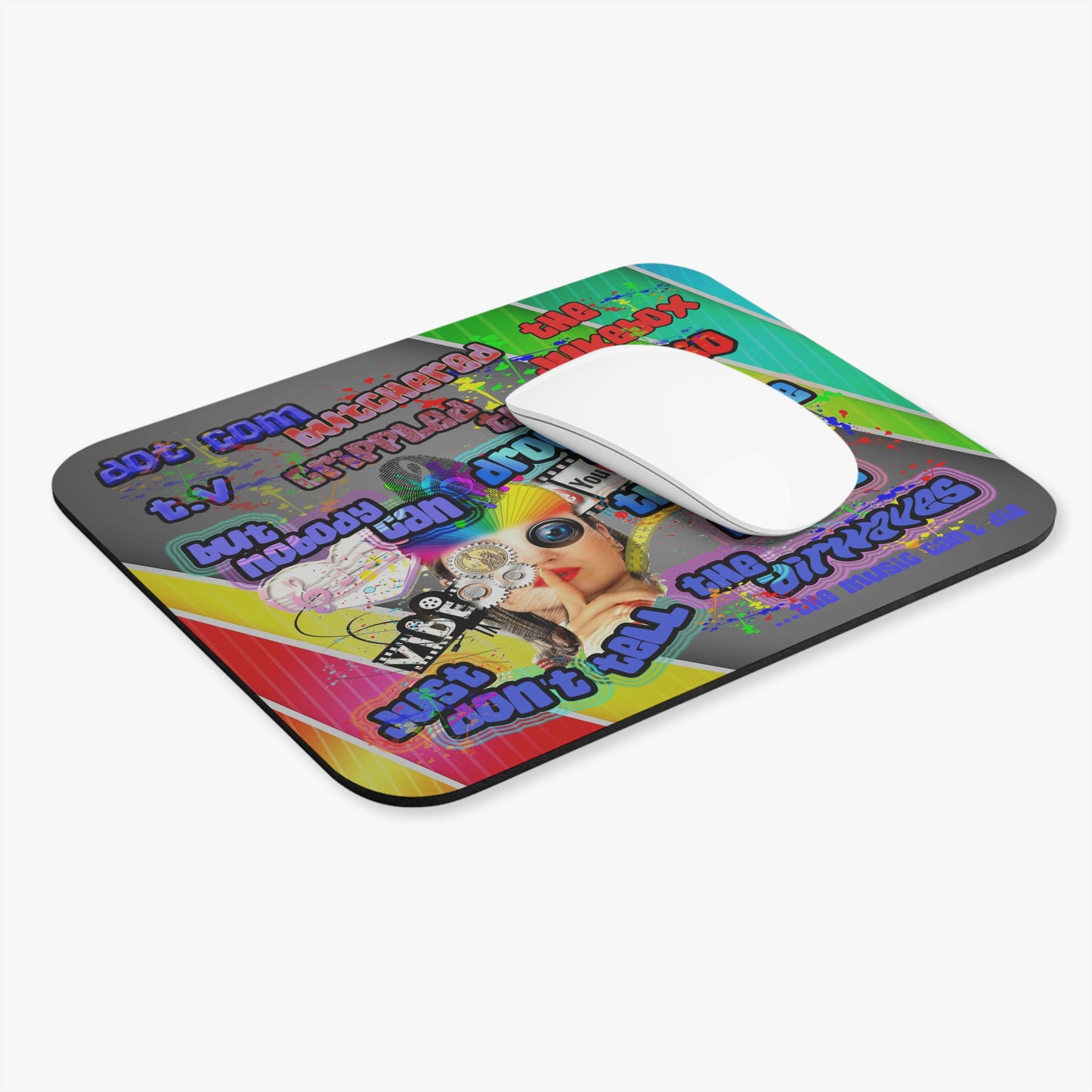 drop the beat - Mouse Pad (Rectangle) (rainbow split)