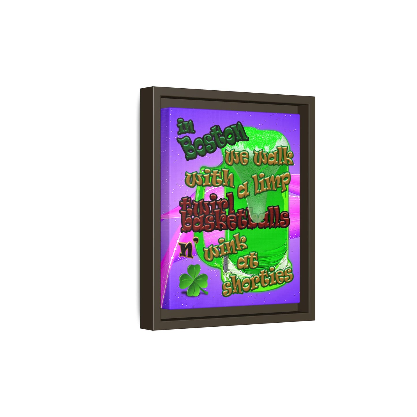 celtics logo - framed canvas art (purple-pink wave)