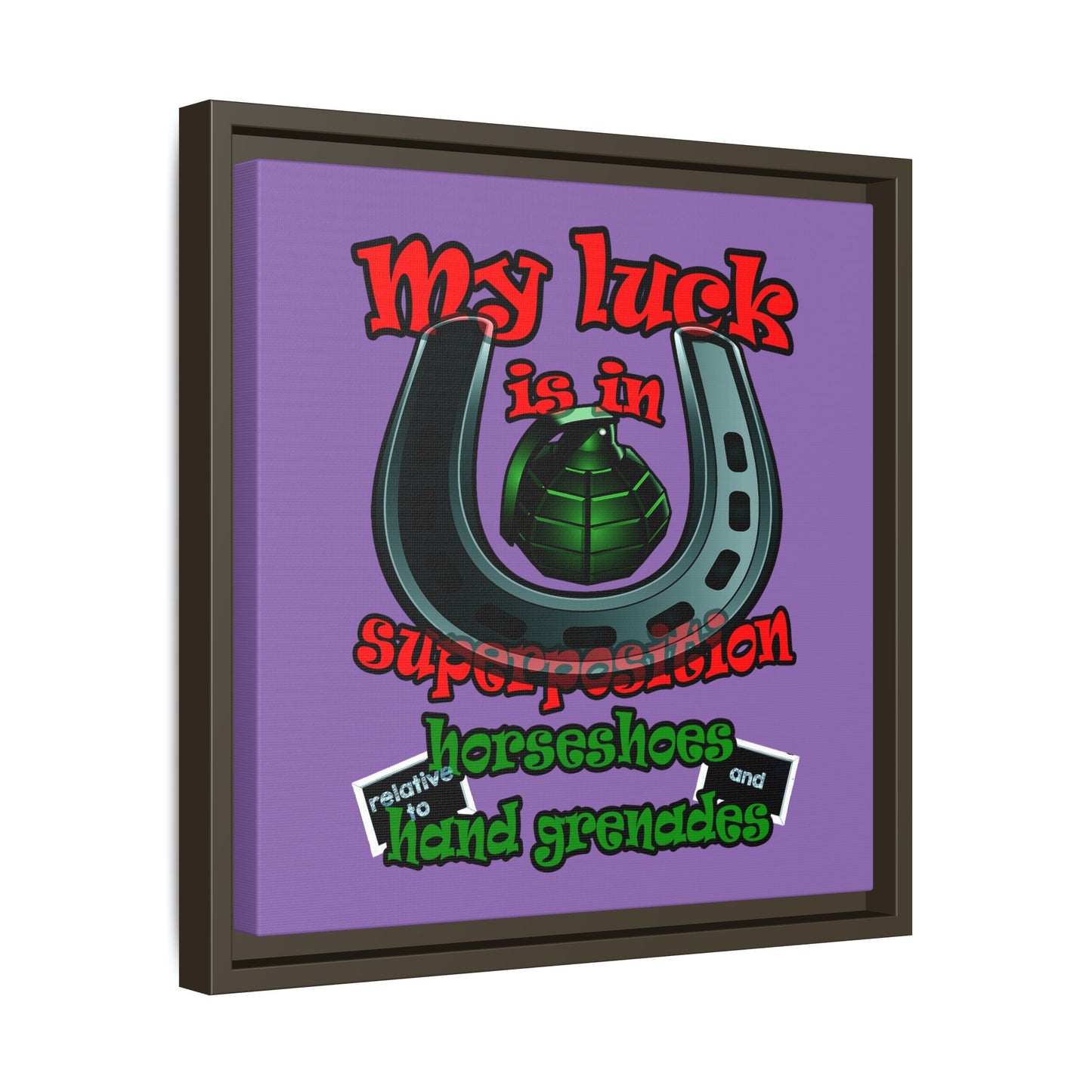 my luck - framed canvas art (light purple)