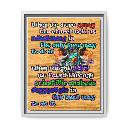 doggystyle - framed canvas art (butterscotch wood finish)