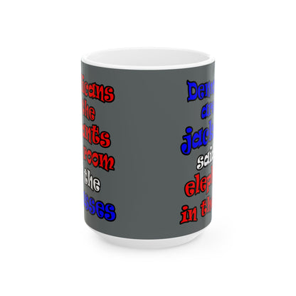 donkeys and elephants - White Mug (dark grey)