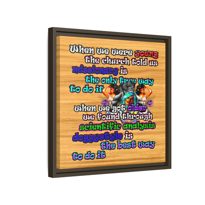 doggystyle - framed canvas art (butterscotch wood finish)