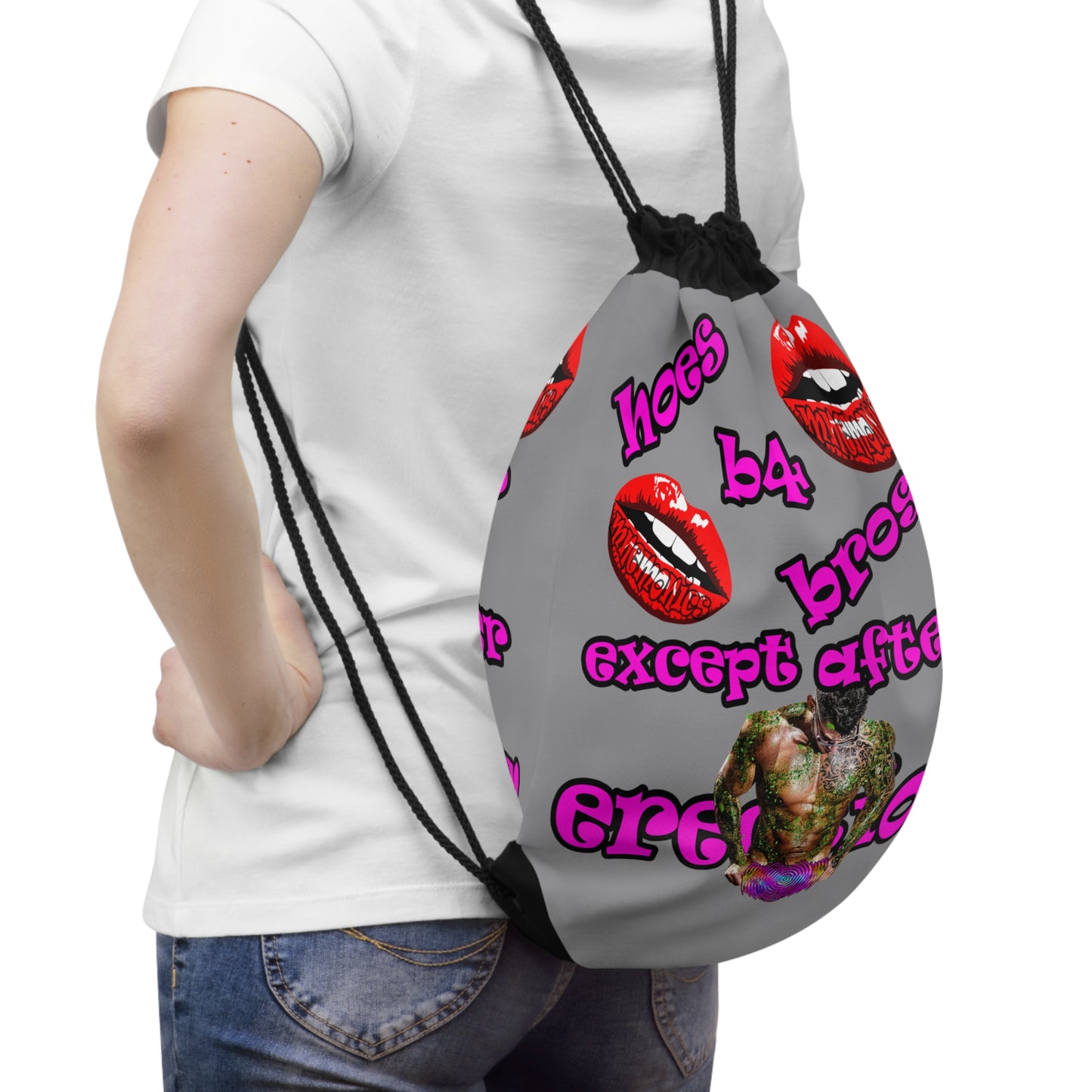 hoes b4 bros - Drawstring Bag (grey)