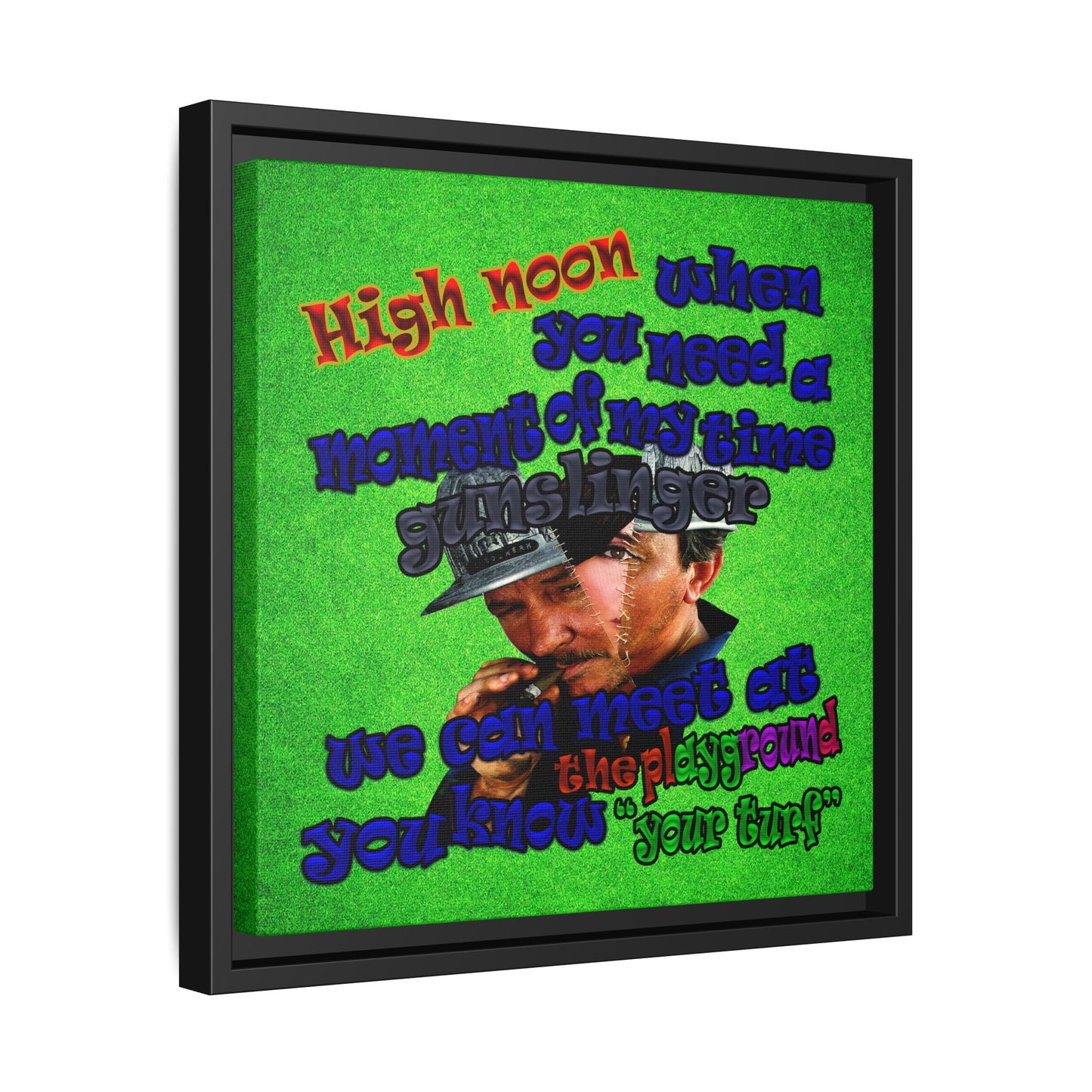 high noon - framed canvas art (green turf)