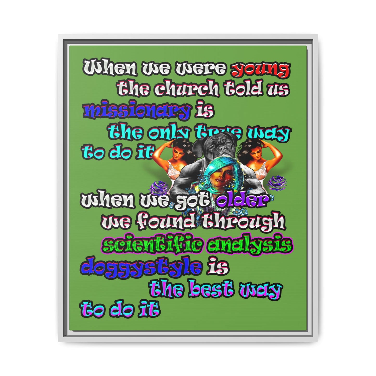 doggystyle - framed canvas art (green)