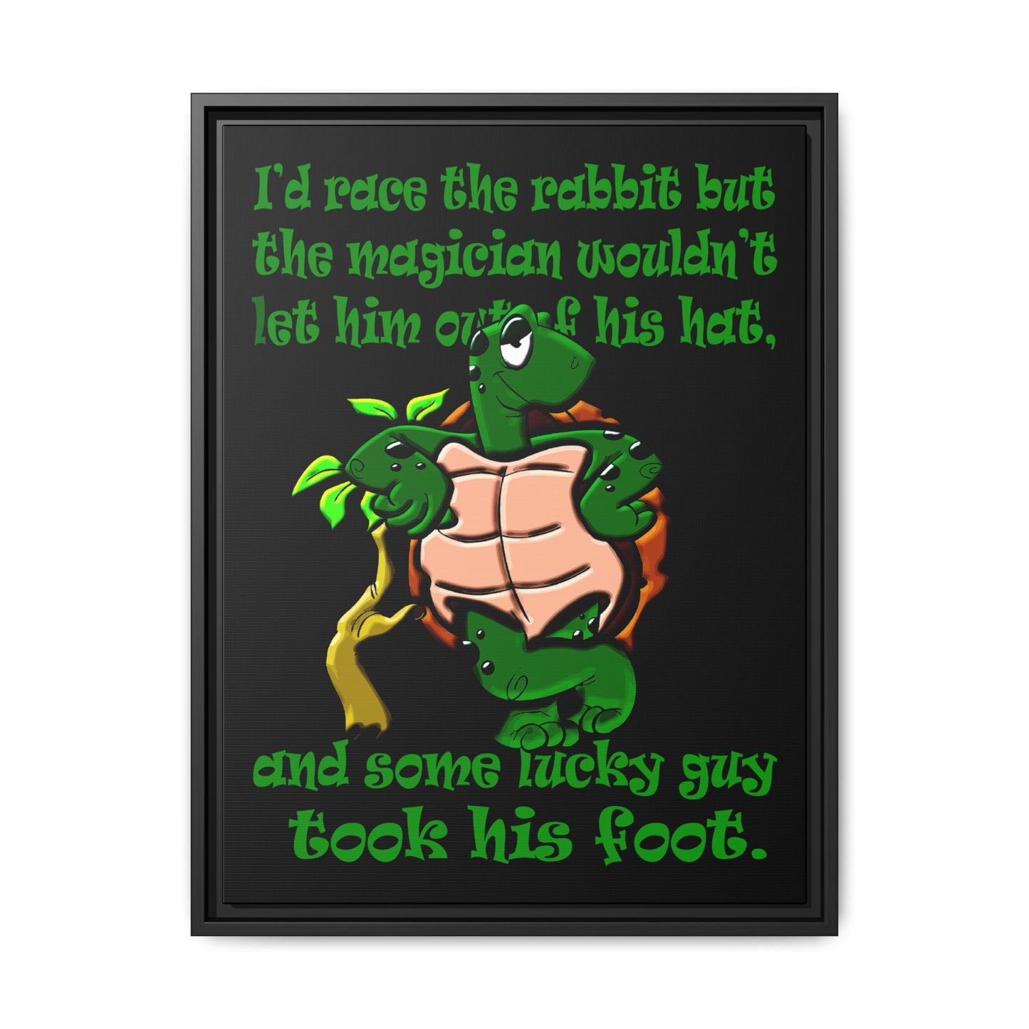 turtle race - framed canvas art (black)