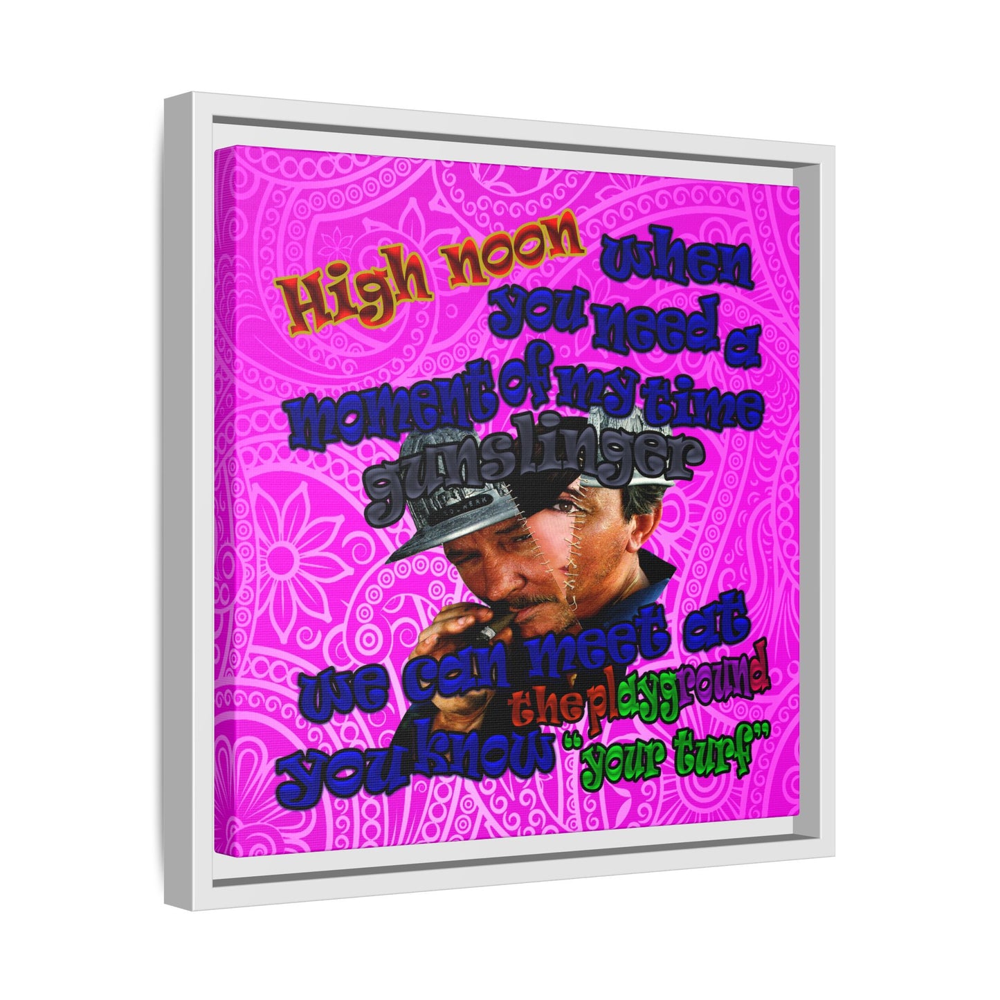 high noon - framed canvas art (pink swirl)