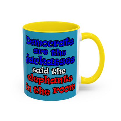 donkeys and elephants - Accent Mug (turquoise)