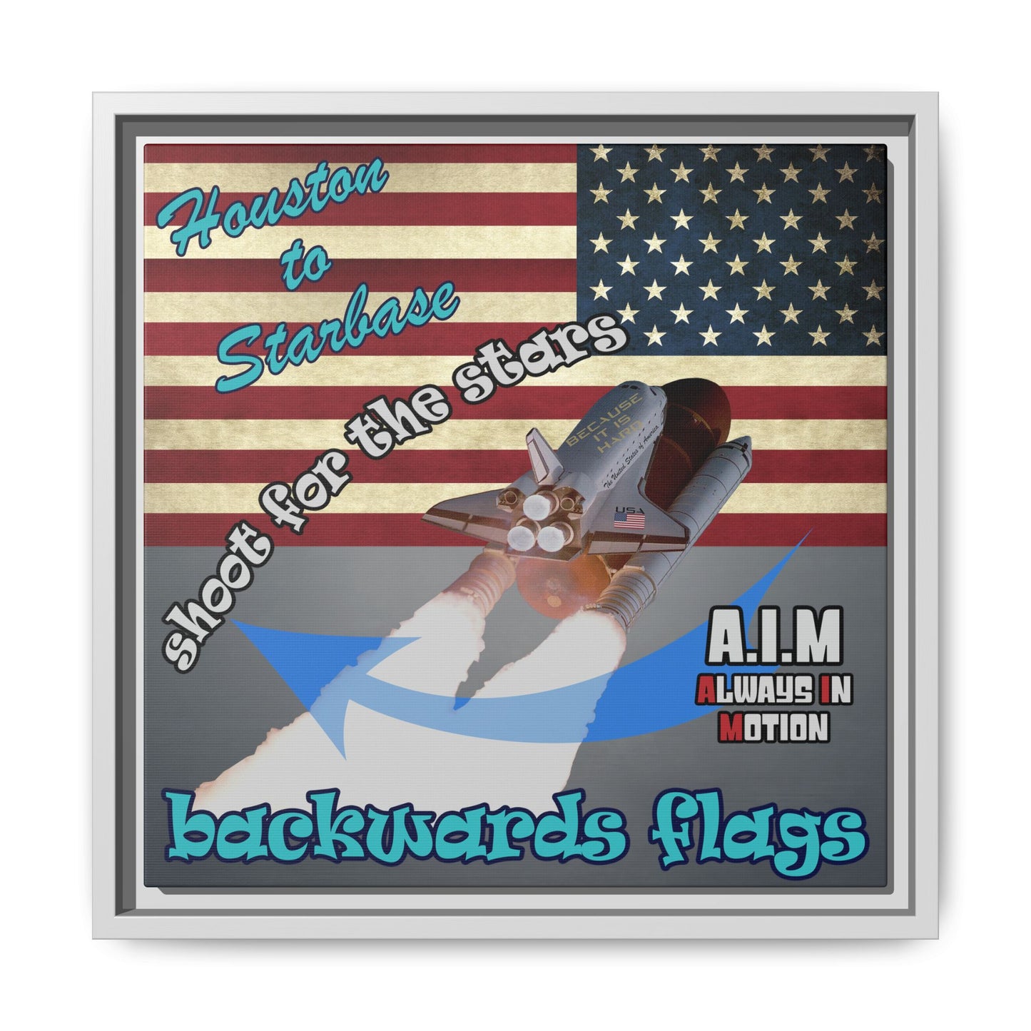 shoot for the stars - framed canvas art (grey-light grey)