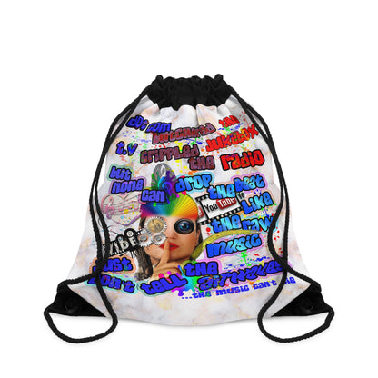drop the beat - Drawstring Bag (white marble)