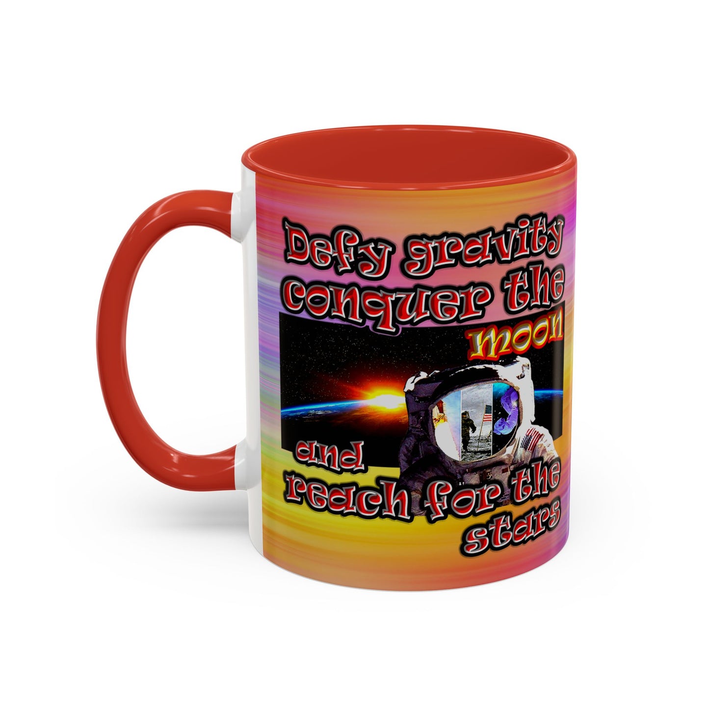 defy conquer reach - Accent Mug (color blur)