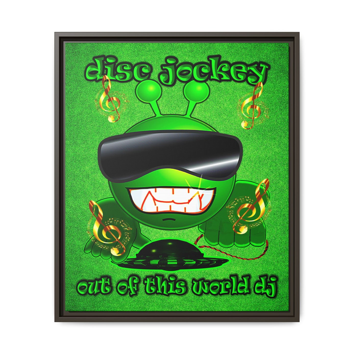 disc jockey - framed canvas art (green turf)