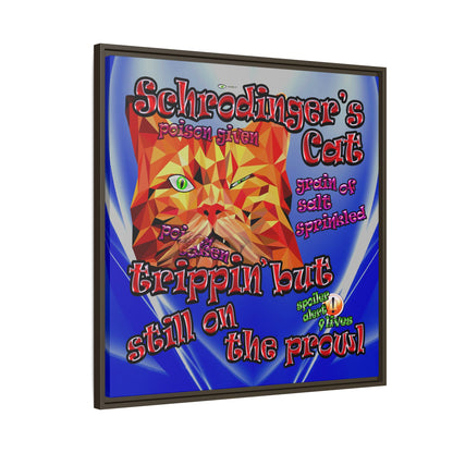 schrodinger's cat - framed canvas art (blue-white wave)