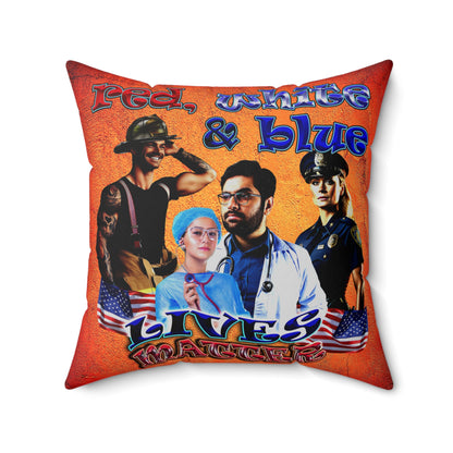 rw&b lives matter - Spun Polyester Square Pillow - (burnt orange)