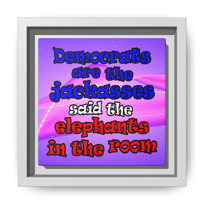 donkeys and elephants - framed canvas art (purple-pink wave)