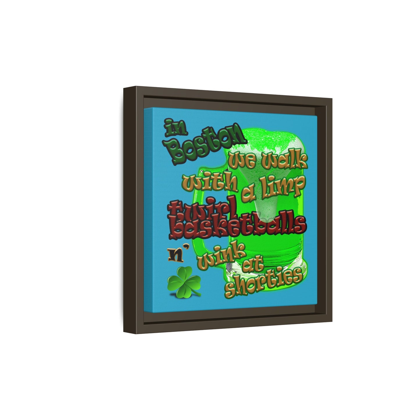 celtics logo - framed canvas art (turquoise)