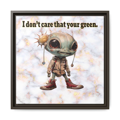 I don't care that your green - framed canvas art (white marble)