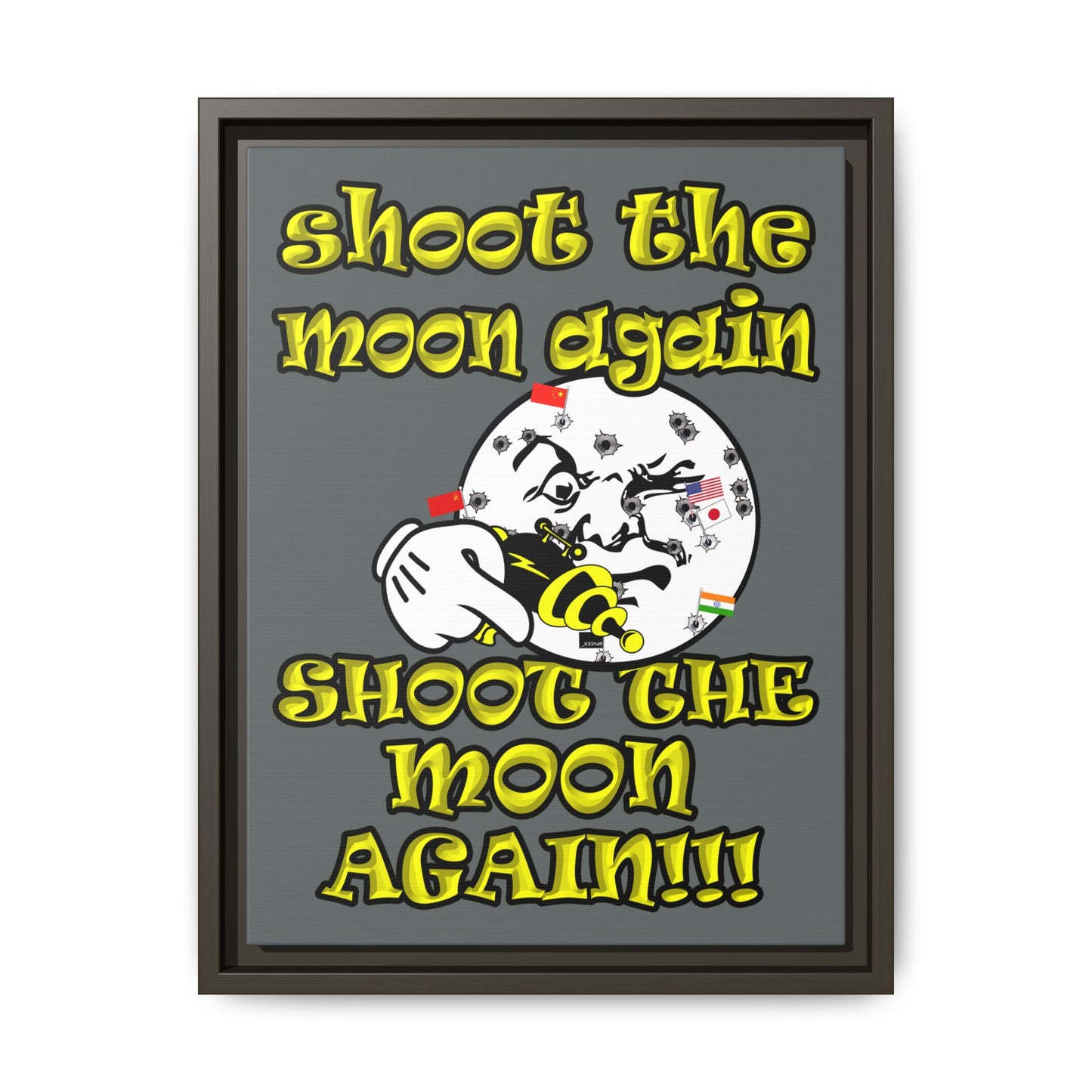 shoot the moon again - framed canvas art (dark grey)