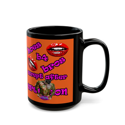hoes b4 bros - Black Mug (orange)
