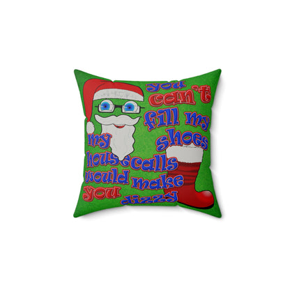 santa's shoes - Faux Suede Square Pillow - (green turf)