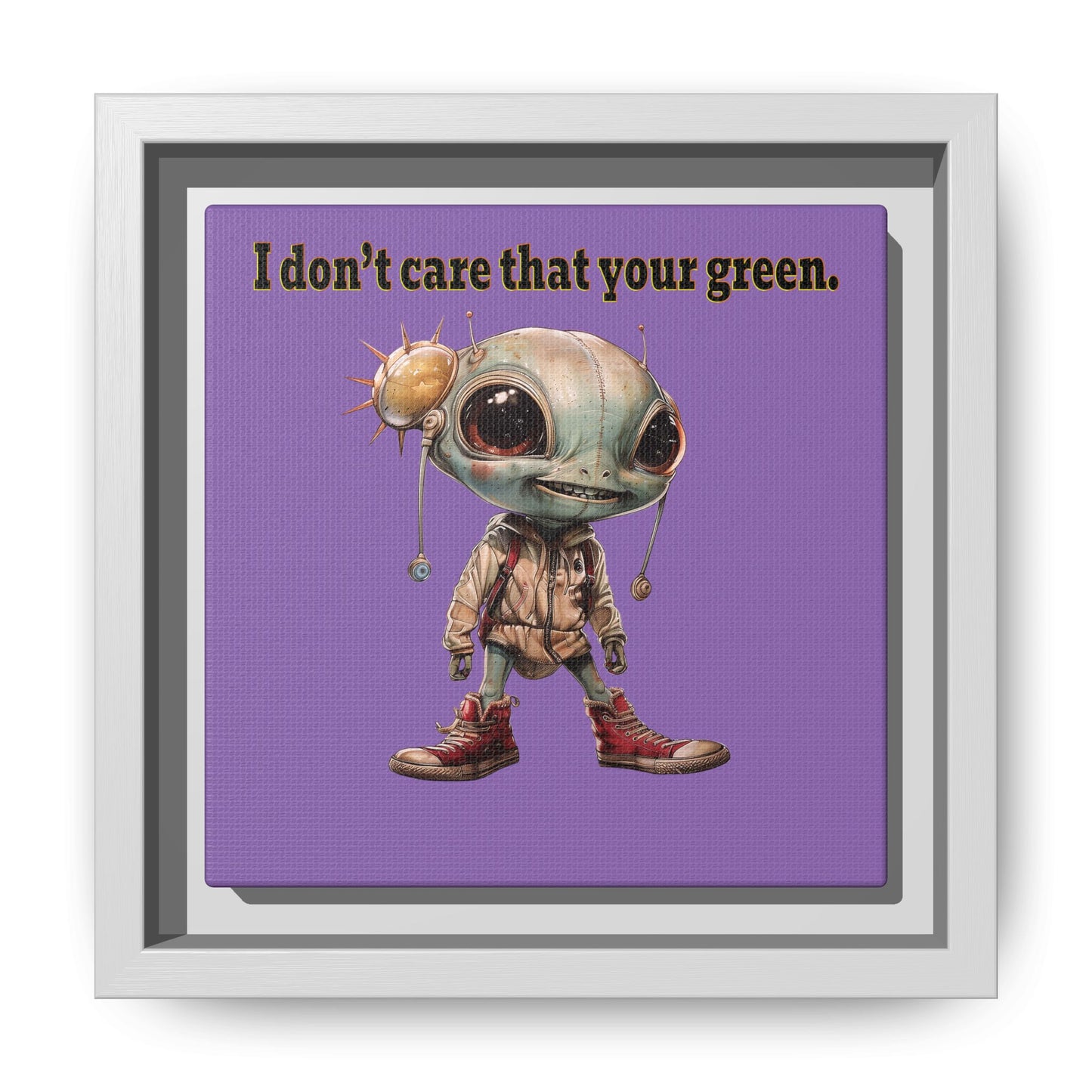 I don't care that your green - framed canvas art (light purple)