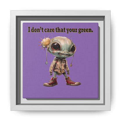I don't care that your green - framed canvas art (light purple)