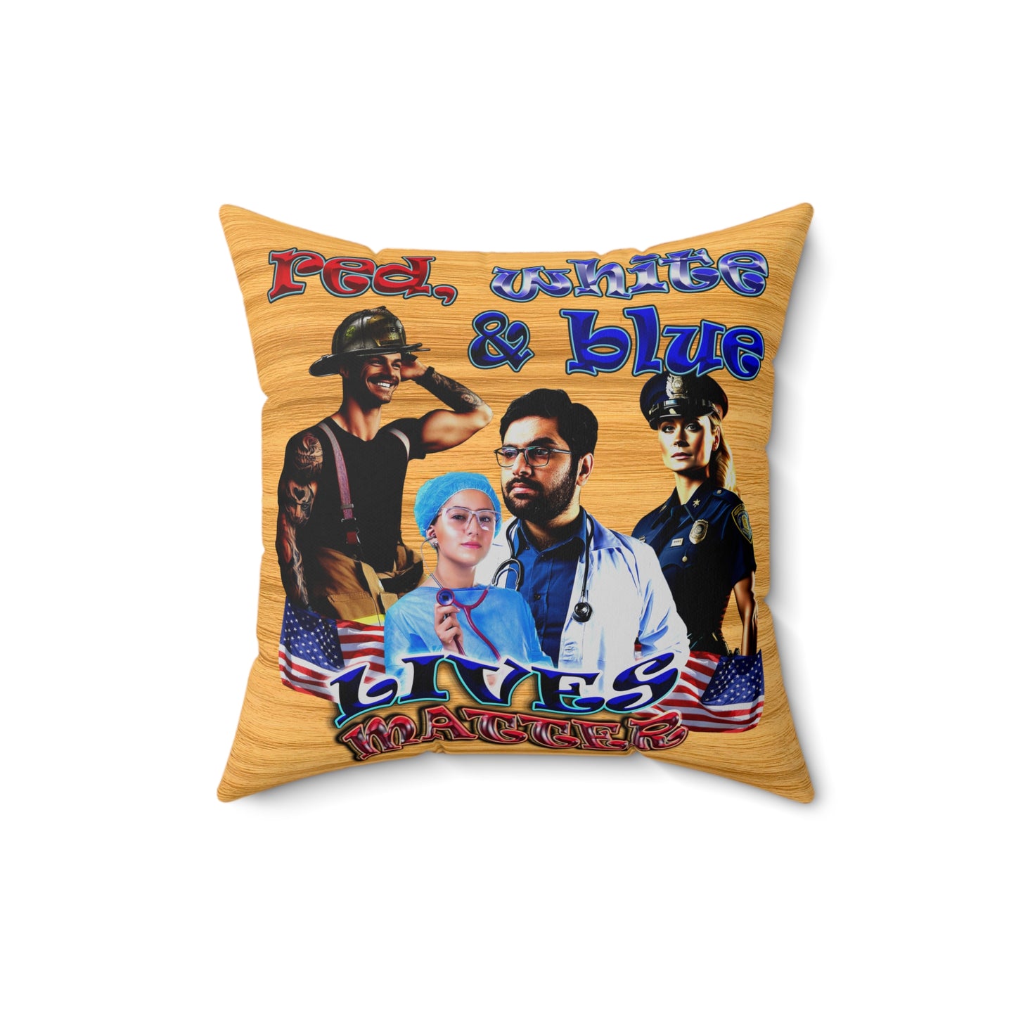 rw&b lives matter - Spun Polyester Square Pillow - (butterscotch wood finish)