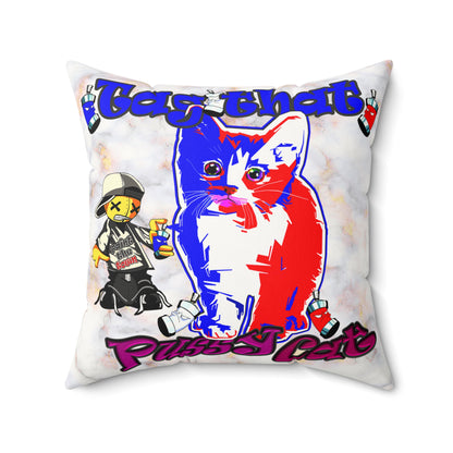 tag that - Faux Suede Square Pillow - (white marble)