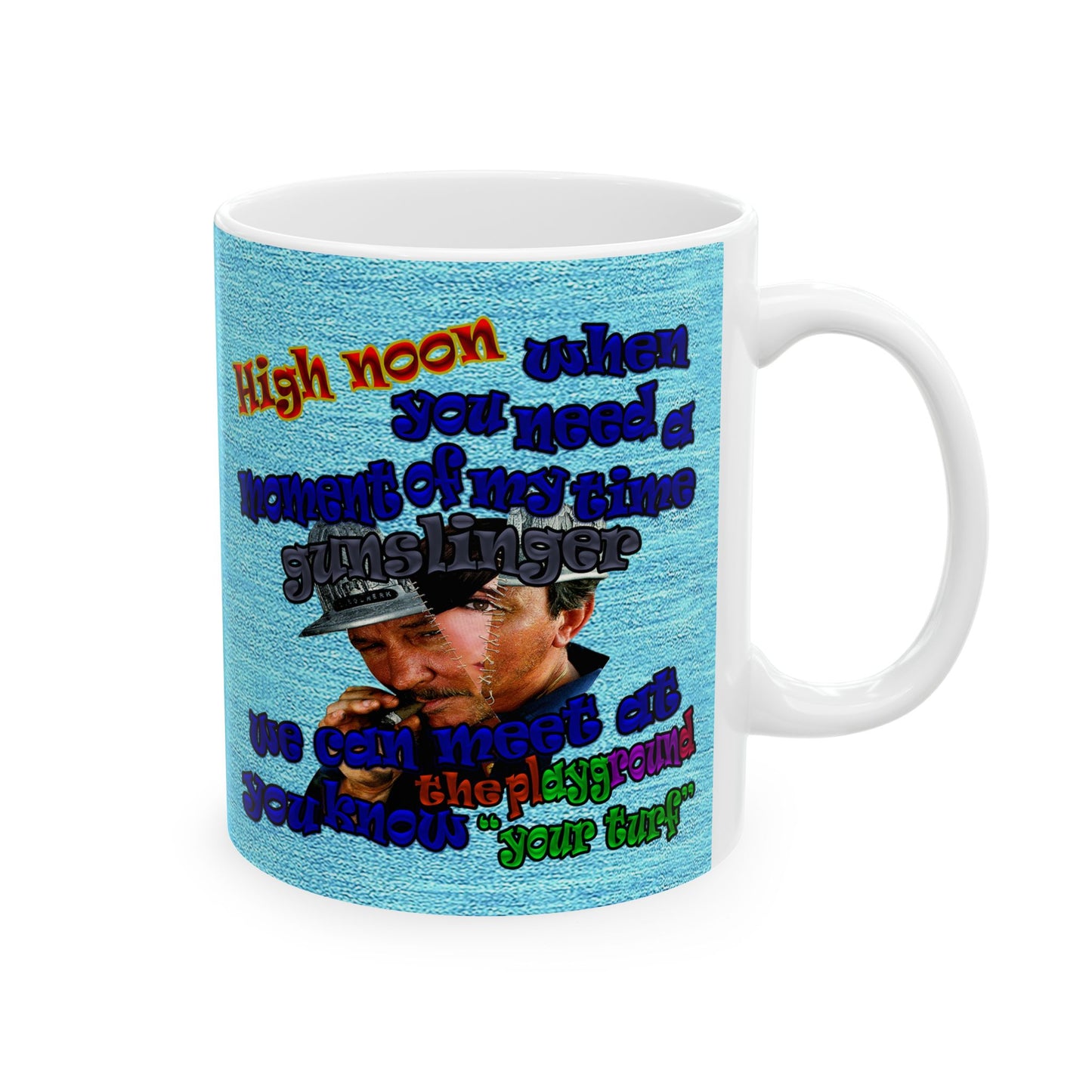 high noon - White Mug (faded blue)