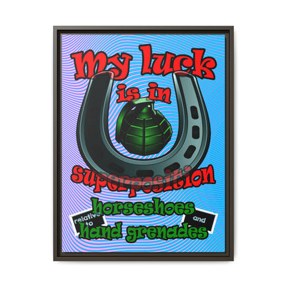 my luck - framed canvas art (light blue-purple wave)