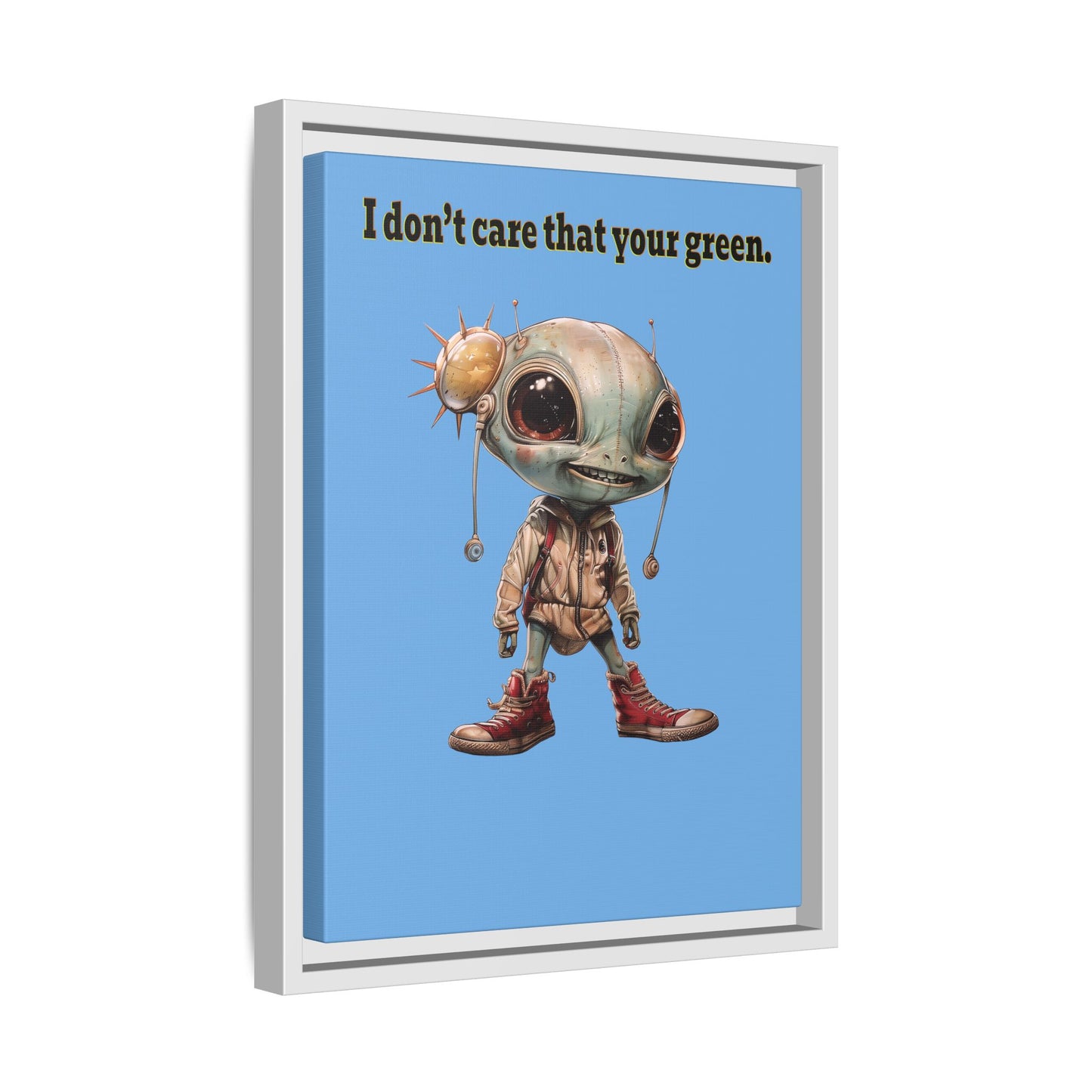 I don't care that your green - framed canvas art (light blue)