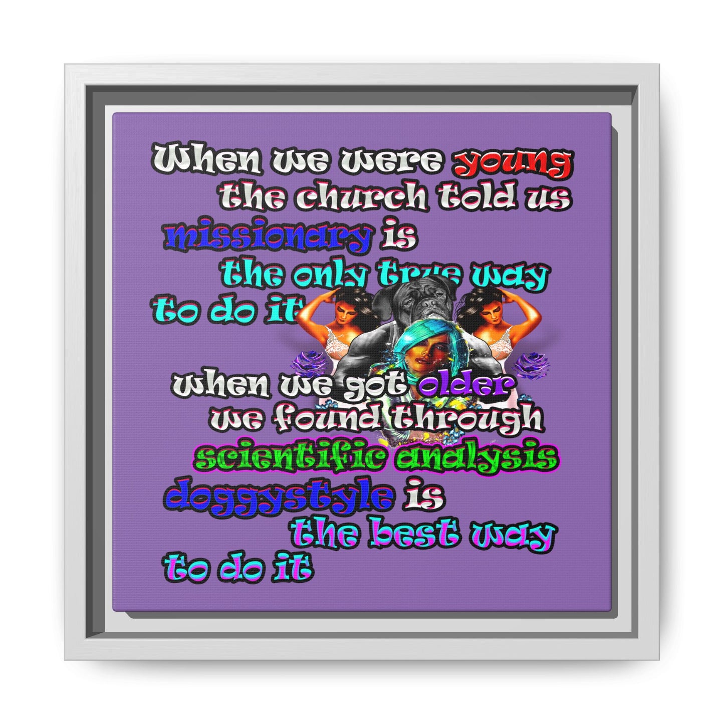 doggystyle - framed canvas art (light purple)