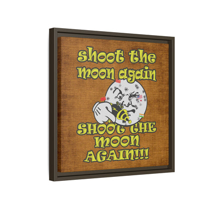 shoot the moon again - framed canvas art (brown papyrus)