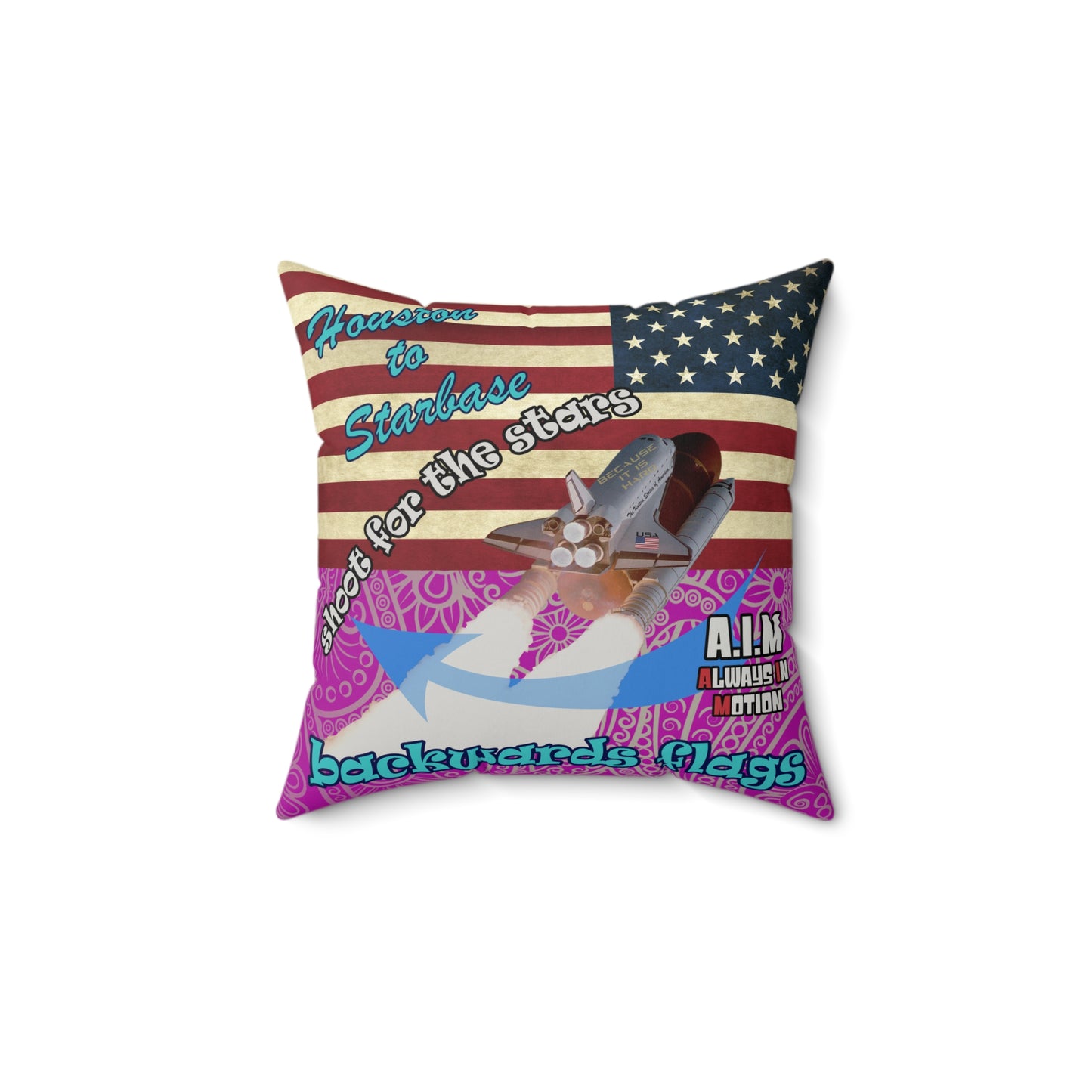 shoot for the stars - Faux Suede Square Pillow - (pink swirl)