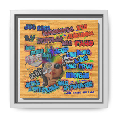 drop the beat - framed canvas art (butterscotch wood finish)