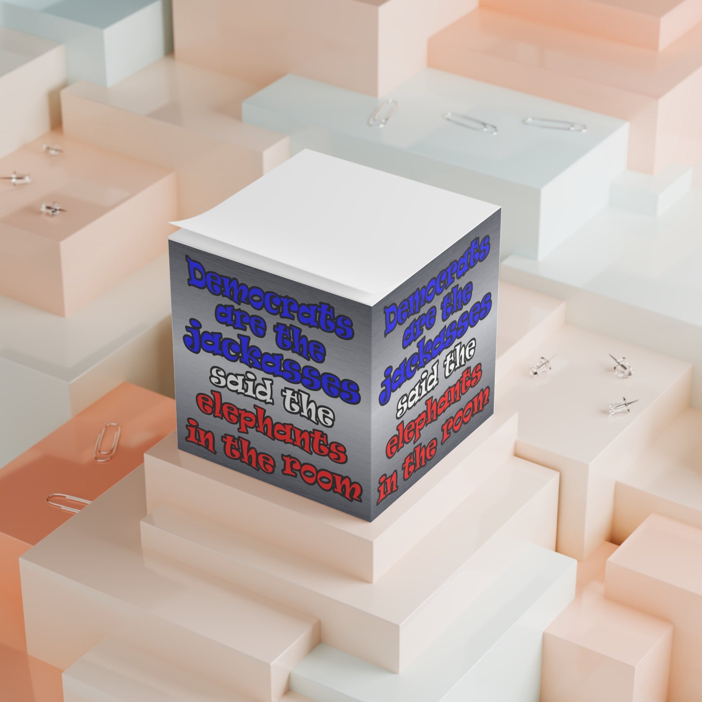 donkeys and elephants - note cube (brushed nickel)