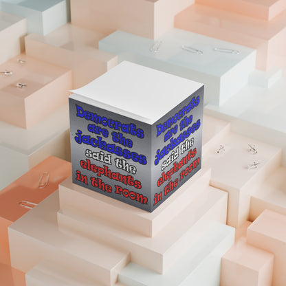 donkeys and elephants - note cube (brushed nickel)