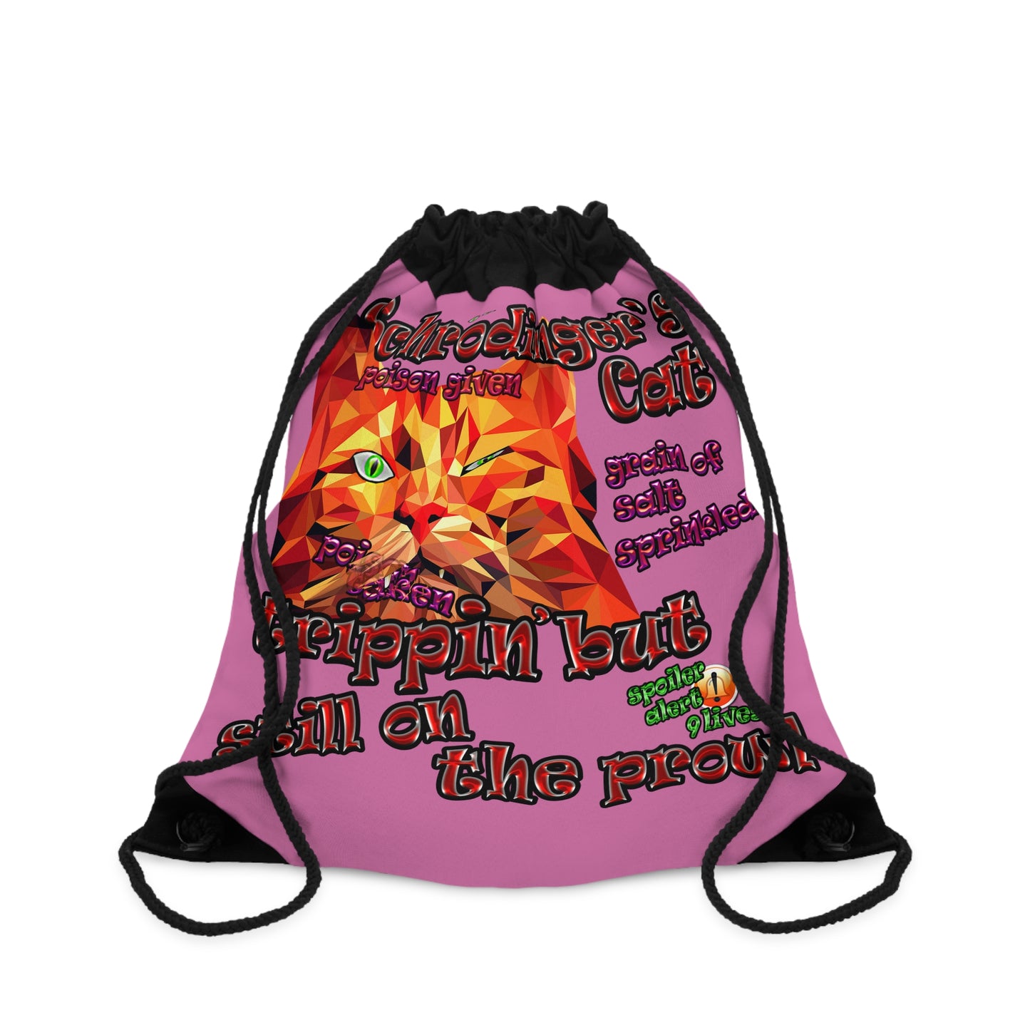 schrodinger's cat - Drawstring Bag (light pink)