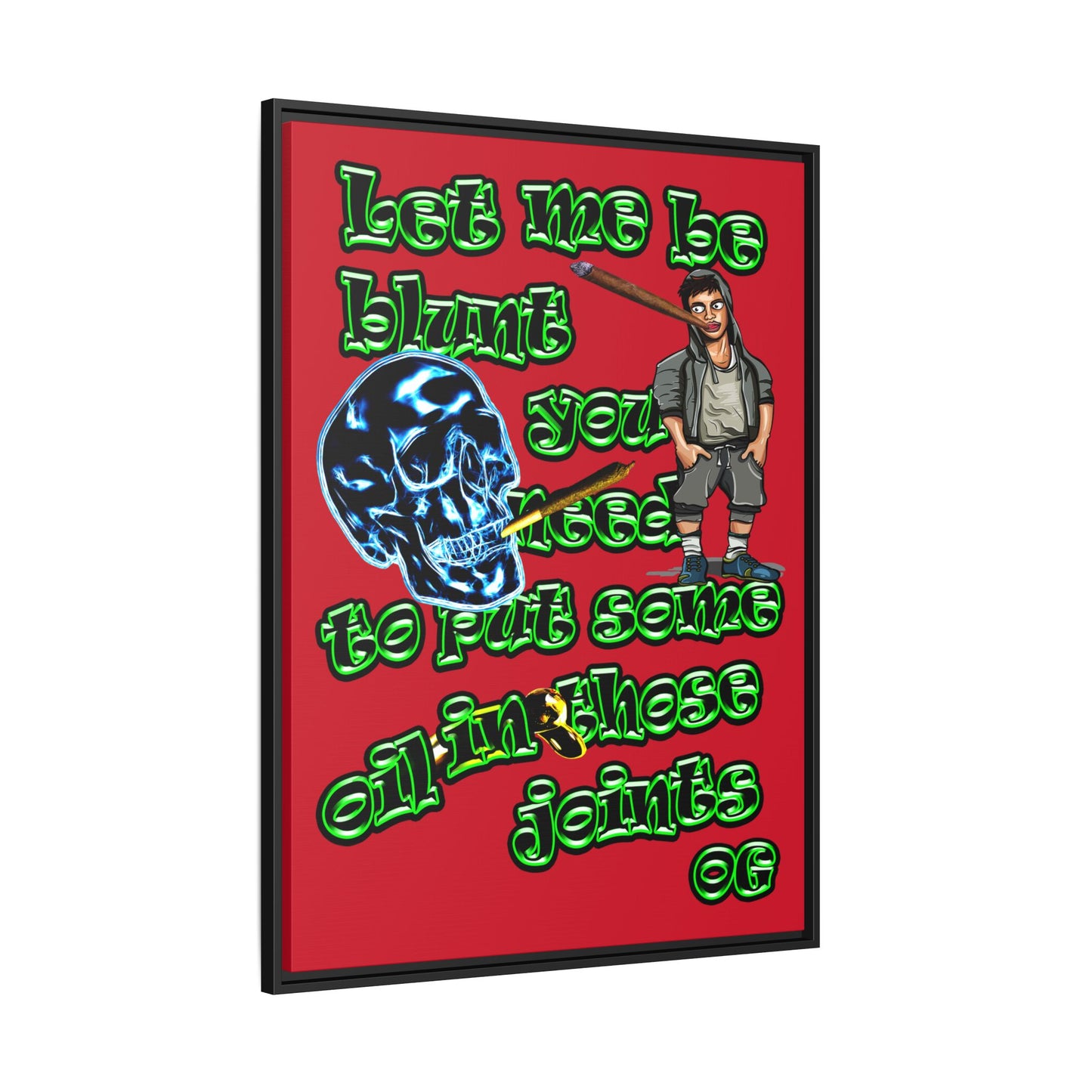 og - framed canvas art (dark red)