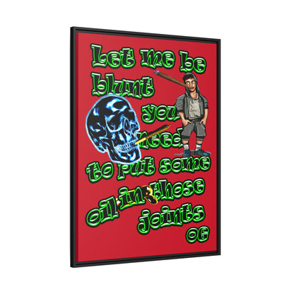og - framed canvas art (dark red)