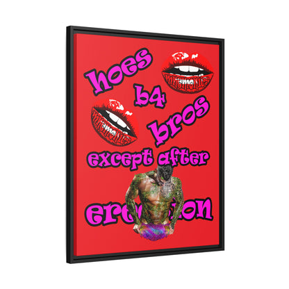 hoes b4 bros - framed canvas art (red)