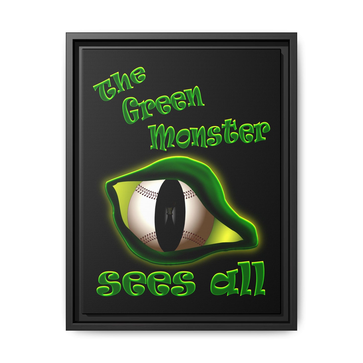 green monster - framed canvas art (black)