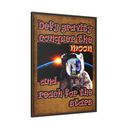 defy conquer reach - framed canvas art (brown papyrus)