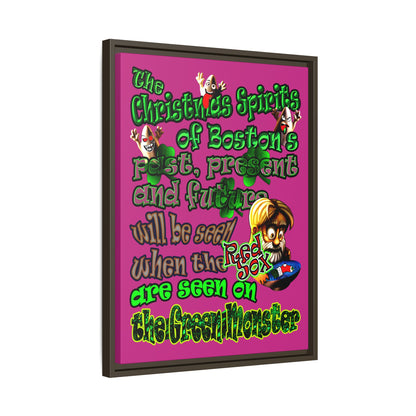 christmas spirits of boston - framed canvas art (pink)