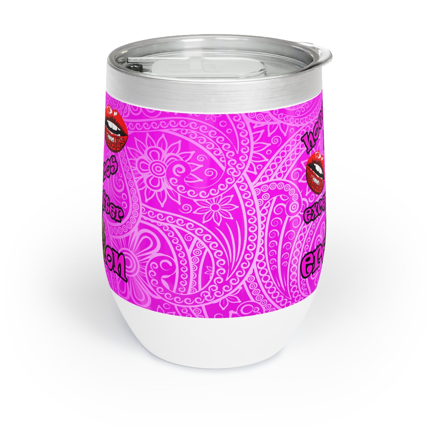 hoes b4 bros - Chill Wine Tumbler (pink swirl)