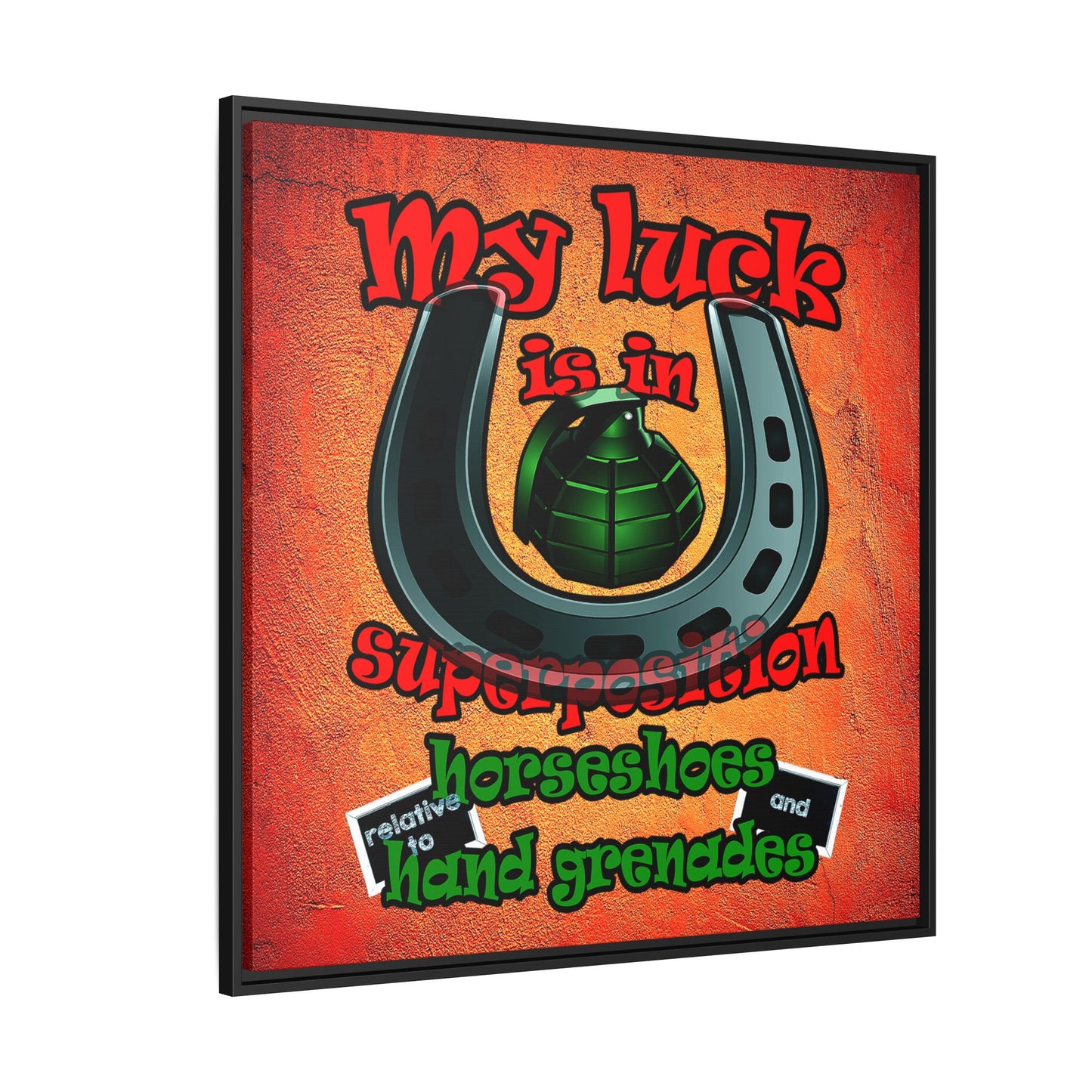 my luck - framed canvas art (burnt orange)